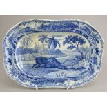 An early nineteenth century blue and white transfer-printed Spode Indian Sporting series platter,