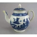 A late eighteenth century blue and white transfer-printed Spode Boy on a Buffalo pattern teapot