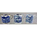 A group of early nineteenth century blue and white transfer-printed Spode coffee cans, c.1810. To