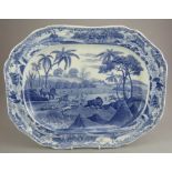 An early nineteenth century blue and white transfer-printed Spode Indian Sporting series platter,