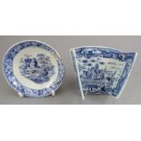 An early nineteenth century blue and white transfer-printed Spode Gothic Castle pattern asparagus