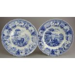 Two early nineteenth century blue and white transfer-printed Spode Aesop's Fables pieces, c.1825.