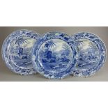 A group of early nineteenth century blue and white transfer-printed Spode Indian Sporting series