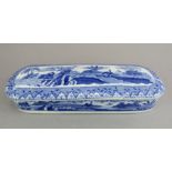 An early nineteenth century blue and white transfer-printed Spode Indian Sporting series razor box