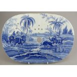 An early nineteenth century blue and white transfer-printed Spode Indian Sporting series drainer,