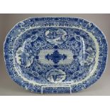 An early nineteenth century blue and white transfer-printed Spode Net pattern well and tree platter,