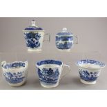 A group of early nineteenth century blue and white transfer-printed Spode custard cups, c.1800-20.