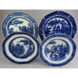 A group of late eighteenth, early nineteenth century blue and white transfer-printed Spode