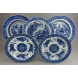 A group of early nineteenth century blue and white transfer-printed Spode chinoiserie wares, c.