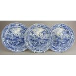 A group pf early nineteenth century blue and white transfer-printed Spode Indian Sporting series