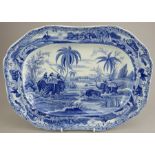 An early nineteenth century blue and white transfer-printed Spode Indian Sporting series platter,