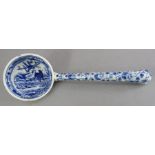 An early nineteenth century blue and white transfer-printed Spode Caramanian series sauce ladle, c.