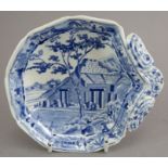 An early nineteenth century blue and white transfer-printed Spode Caramanian series footed and