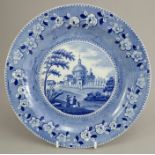 An early nineteenth century blue and white transfer-printed Spode Waterloo or Italian Church pattern