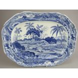 An early nineteenth century blue and white transfer-printed Spode Indian Sporting series platter,