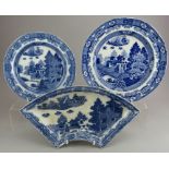 A group of early nineteenth century blue and white transfer-printed Spode Forest Landscape pieces,