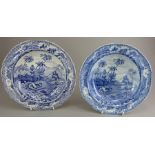 Two early nineteenth century blue and white transfer-printed Spode Indian Sporting series soup