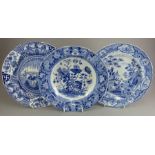 A group of early nineteenth century blue and white transfer-printed Spode pieces, c.1815. Comprising
