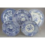 A group of early nineteenth century blue and white transfer-printed Spode floral pieces c.1825.