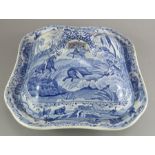 An early nineteenth century blue and white transfer-printed Spode Indian Sporting series vegetable