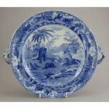 An early nineteenth century blue and white transfer-printed Spode Indian Sporting series hot-water