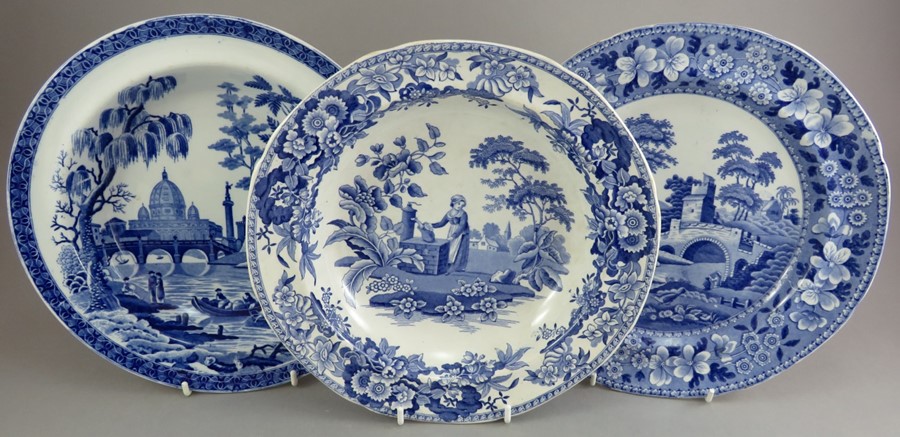 A group of early nineteenth century blue and white transfer-printed Spode pieces, c.1825. Comprising