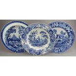 A group of early nineteenth century blue and white transfer-printed Spode pieces, c.1825. Comprising