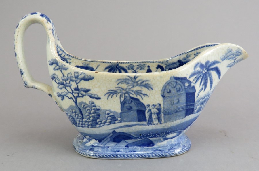 An early nineteenth century blue and white transfer-printed Spode Caramanian series small-size sauce - Image 2 of 3