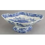 An early nineteenth century blue and white transfer-printed Spode Caramanian series footed