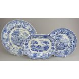 A group of early nineteenth century blue and white transfer-printed Spode Aesop's Fables pieces, c.