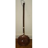 A Victorian copper bed warming pan, with turned fruitwood handle