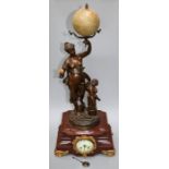 An early 20th figural mounted mantle clock with eight day cylinder movement. The mount in the form o