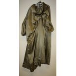 A moss green silk handmade evening/stage gown, large Formally the property of the late Jessye Norma