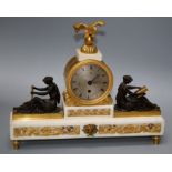 A Regency white marble and ormolu mantle timepiece by Vulliamy of London, with eight day movement, w