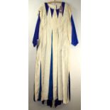 A handmade Couture long blue and white stage dress, royal blue and white panels, size large Formall