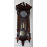 A 19th century Vienna triple train regulator wall clock with unusual silvered and engraved dial and