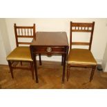 A George III style mahogany supper table together with two occasional chairs
