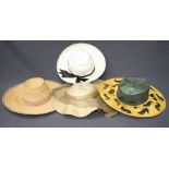 Three ladies straw hats and one felt (in box) Formally the property of the late Jessye Norman