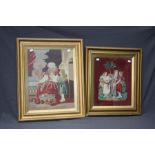 Two Victorian gros point needlework studies, a biblical scene, 43 x 35cm and a nobleman and a child