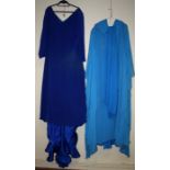 Carolina Herrera. A long blue evening dress, silk together with another size large Formally the prop