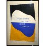 A framed and glazed promotional poster for the International University Choral Festival. Lincoln Cen