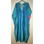 Saks Fifth Avenue / Tina Lesel. A blue aqua silk shimmer kaftan, size large Formally the property o