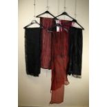 Five shawls, embroidered and sequined of silk/chiffon material Formally the property of the late Je