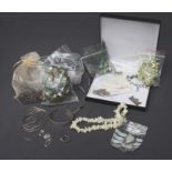 A quantity of silver white metal and costume jewellery, much set with semi-precious stones and quart