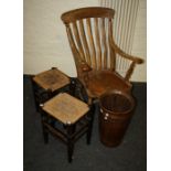 A late 19th century/early 20th century Nottingham type lathe back Windsor armchair, together with a