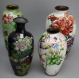 A collection of Japanese late Meiji period cloisonne vases, including Ginbari (4)
