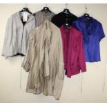 A mixed collection of ladies clothing to include a blue silk blouse (6) Formally the property of the