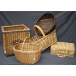 A collection of eighteen wicker baskets and other wicker items Formally the property of the late Je
