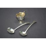 A pair of Edwardian silver Old English pattern sauce ladles, London 1908 by Joseph Williams and Co.