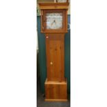 A 30 hour Drury of Banbury longcase clock, with painted coquillage dial, now in a well made pine cas